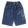 A BATHING APE BAPE KIDS COLLEGE MIDDLE LENGTH 10OZ DENIM SHORTS