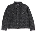 A BATHING APE LUX SPORT PATTERN JACQUARD 13OZ DENIM TRUCKER JACKET