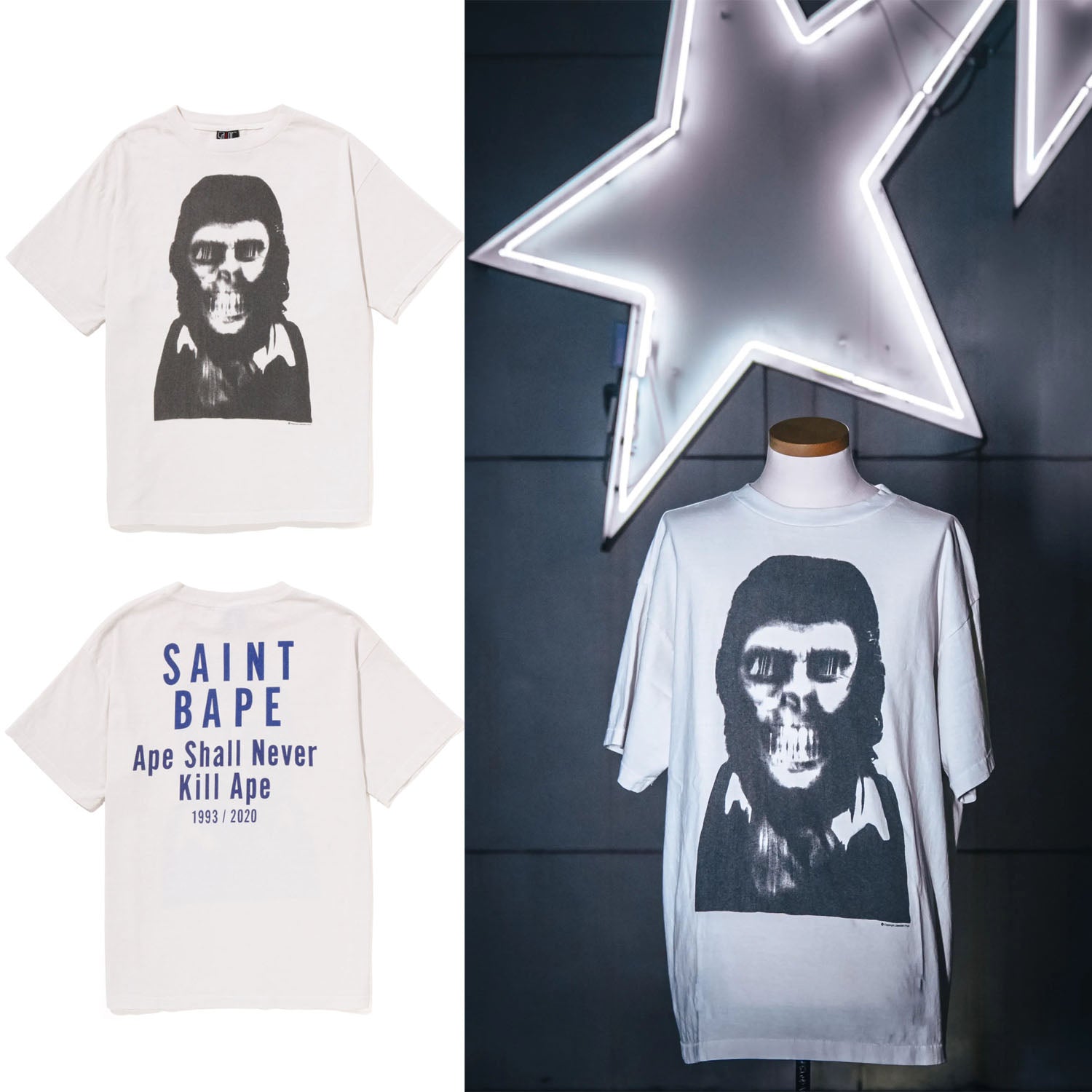 A BATHING APE x SAINT Mxxxxxx SKULL TEE