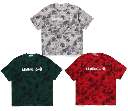 A BATHING APE FLORAL SOLID CAMO LOGO RELAXED FIT TEE