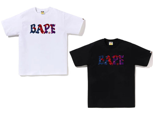 A BATHING APE COLOR CAMO CRAZY BAPE LOGO TEE