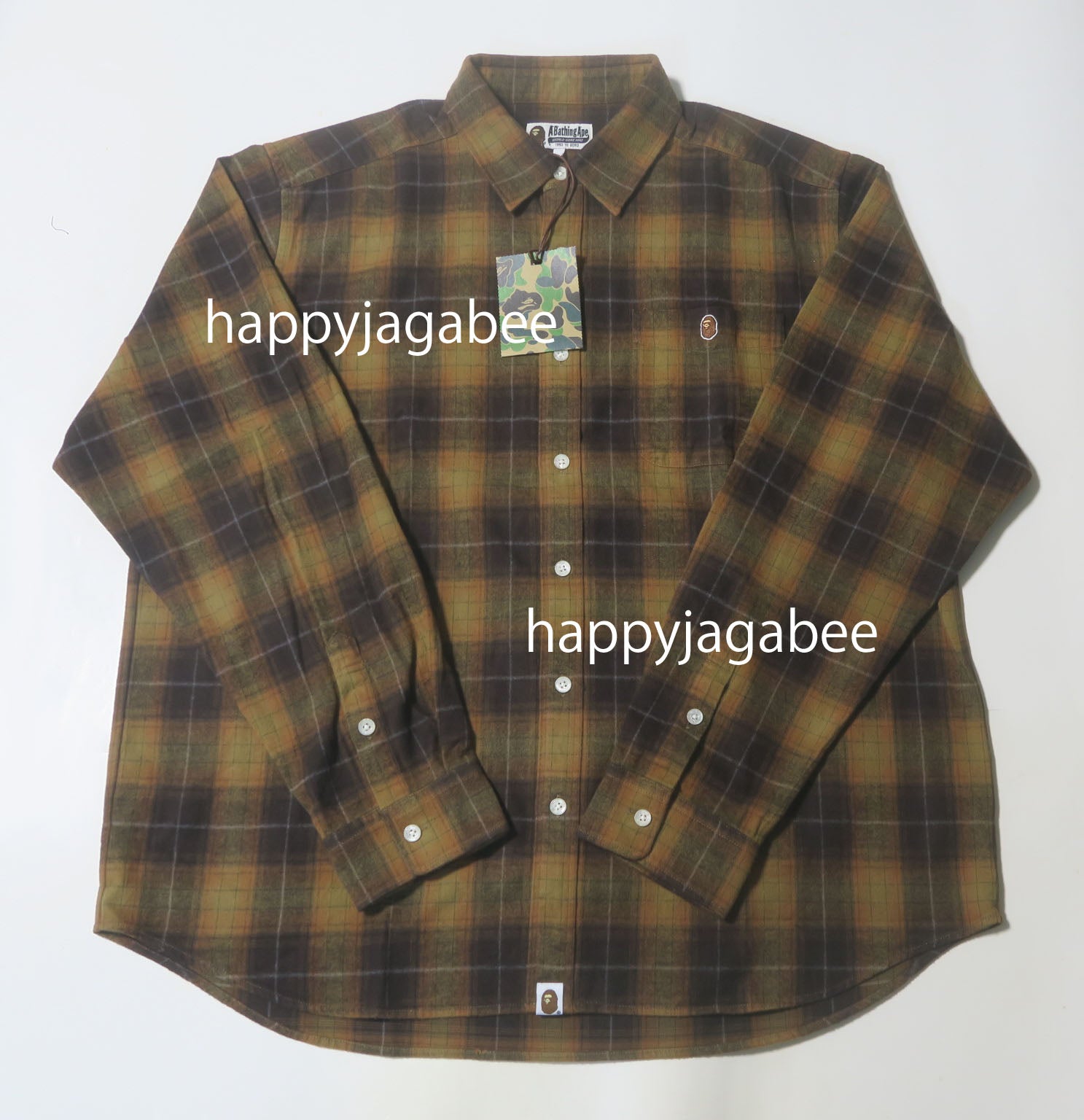 A BATHING APE APE HEAD ONE POINT FLANNEL CHECK SHIRT ( RELAXED FIT )