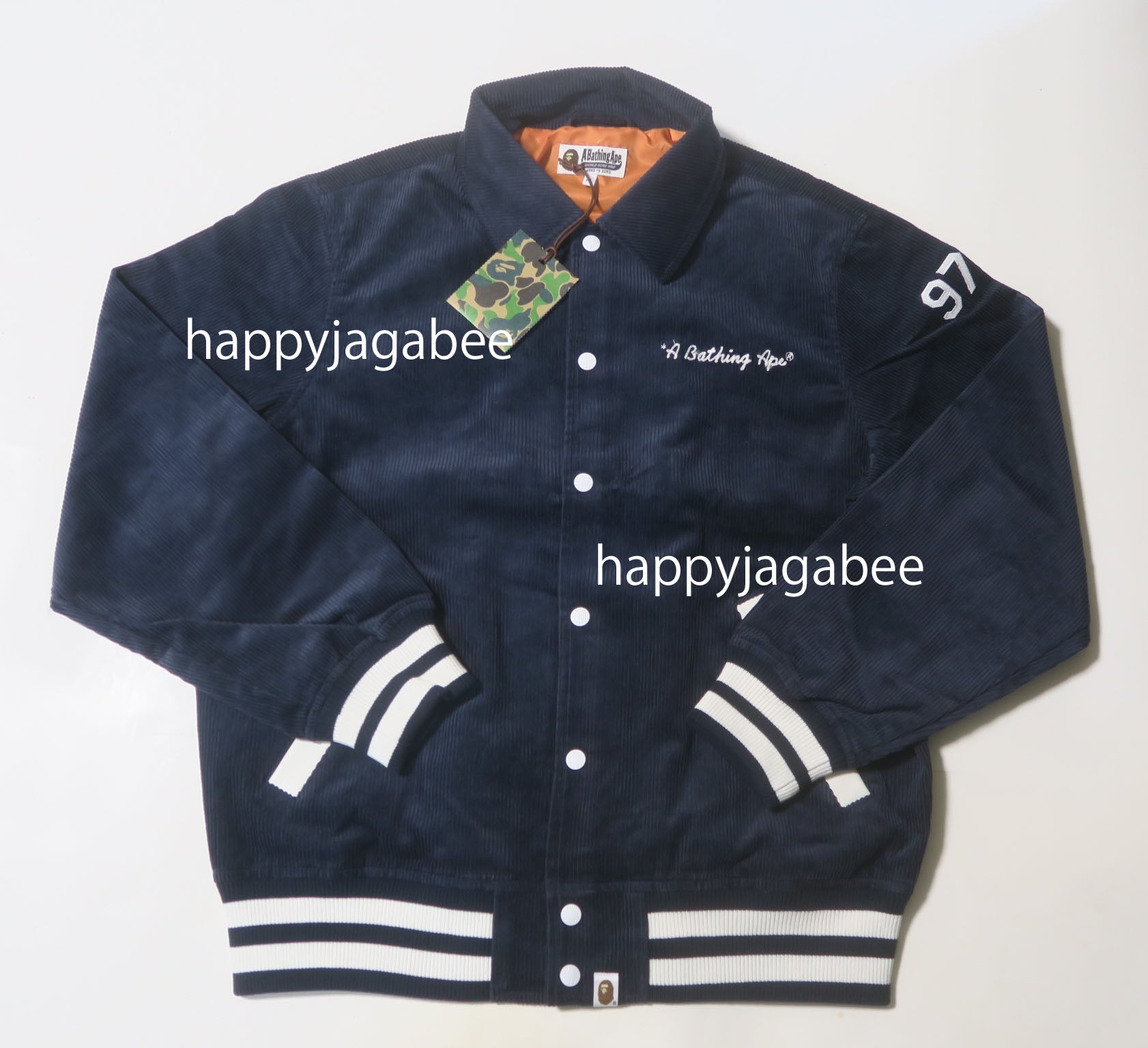 A BATHING APE GENERAL CORDUROY VARSITY JACKET