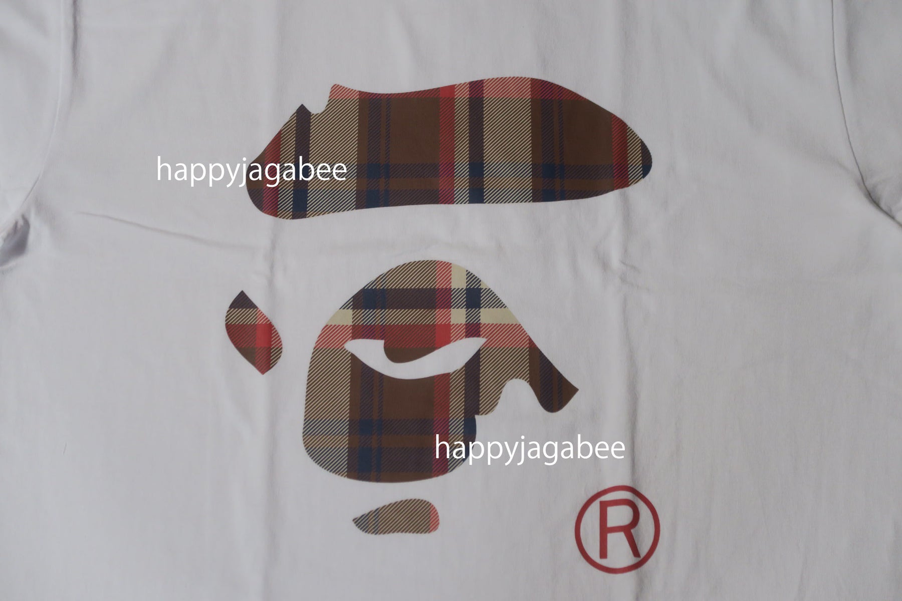 A BATHING APE BAPE CHECK APE FACE TEE