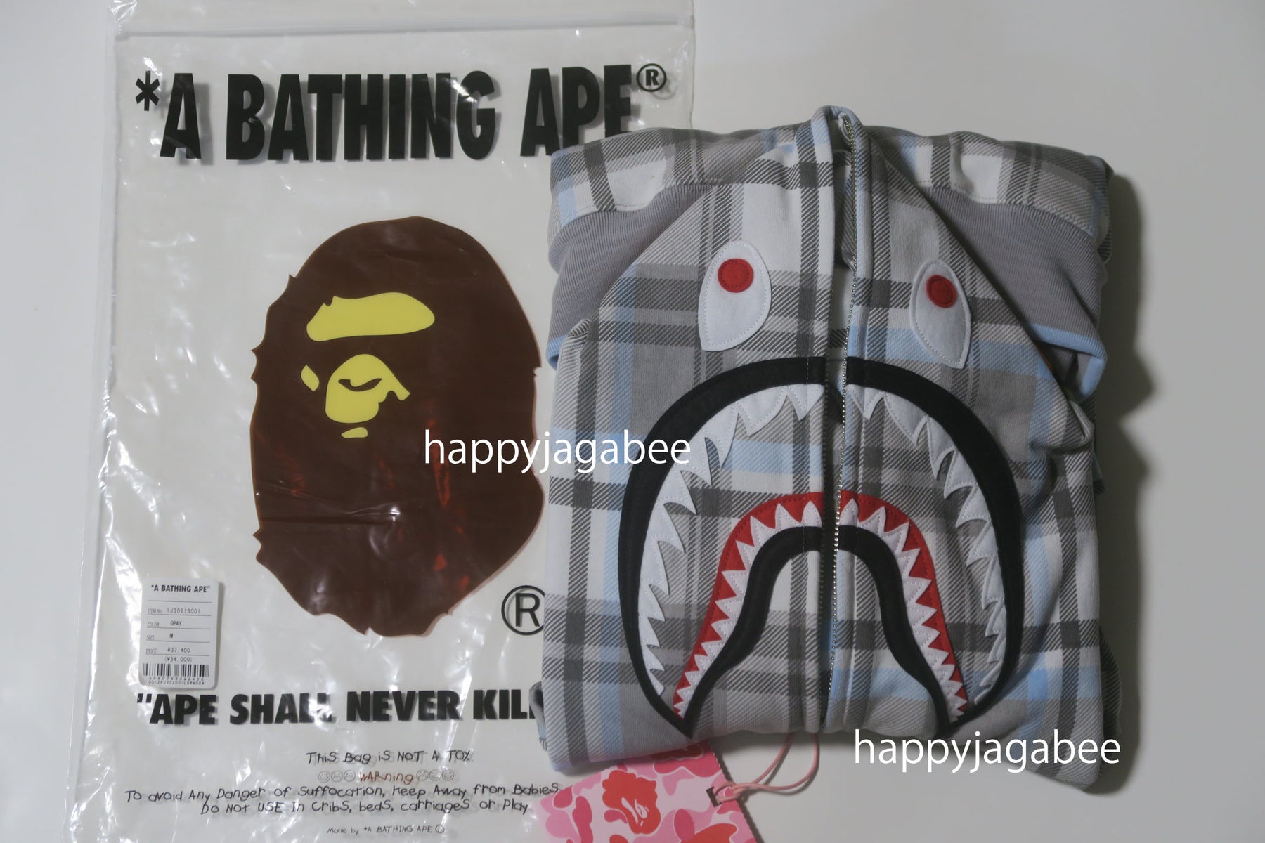 A BATHING APE Ladies' BAPE CHECK CROPPED SHARK FULL ZIP HOODIE