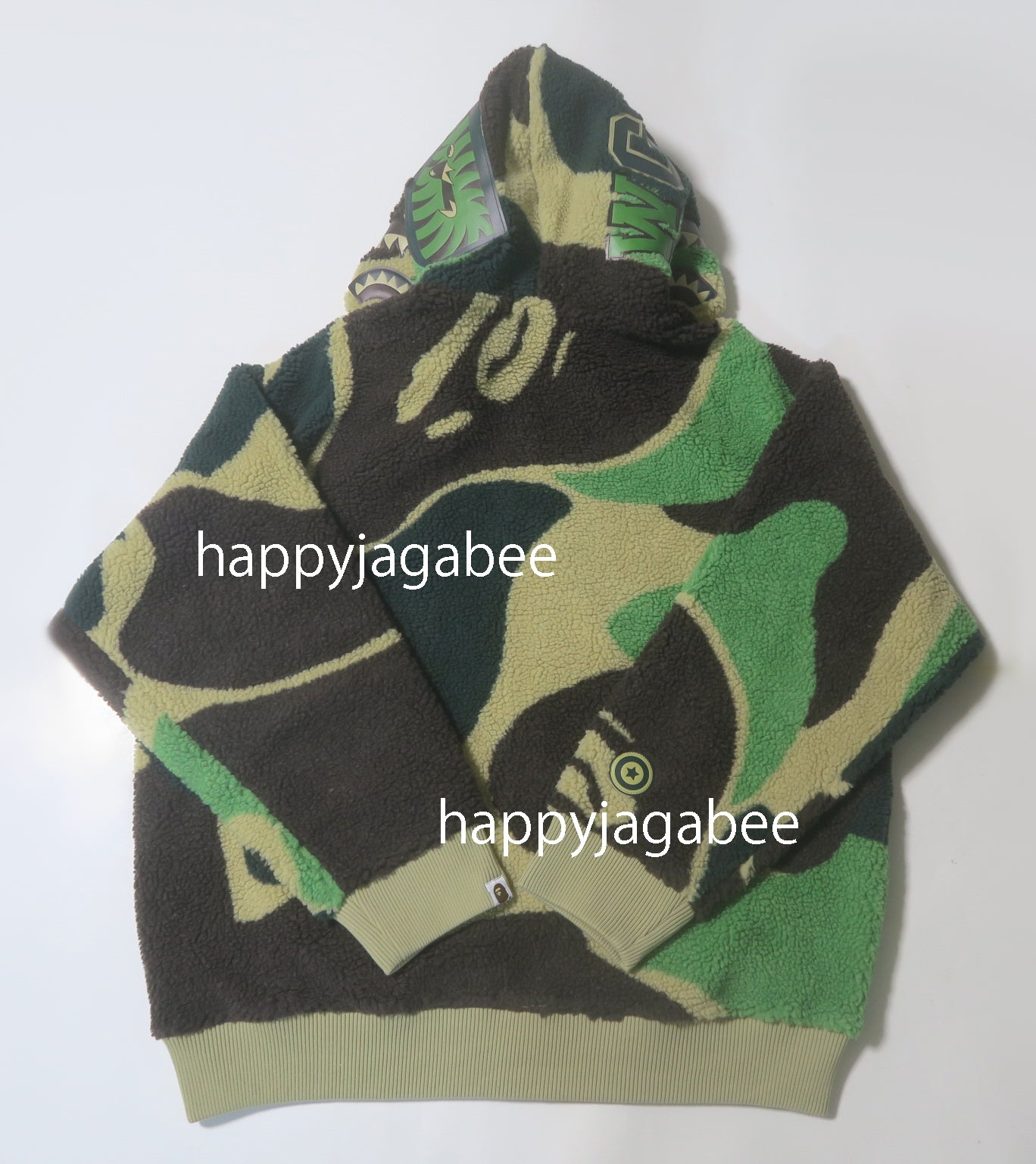 A BATHING APE MEGA ABC CAMO SHARK BOA HOODIE JACKET