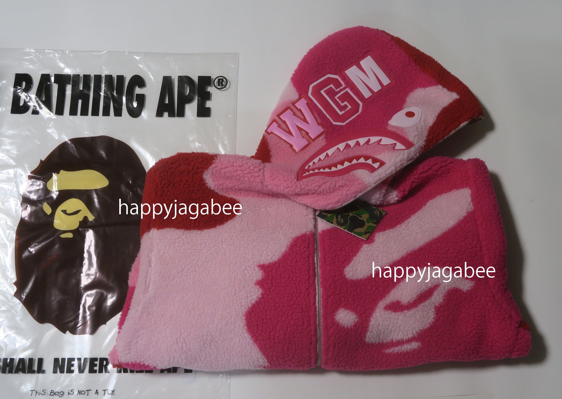 A BATHING APE MEGA ABC CAMO SHARK BOA HOODIE JACKET