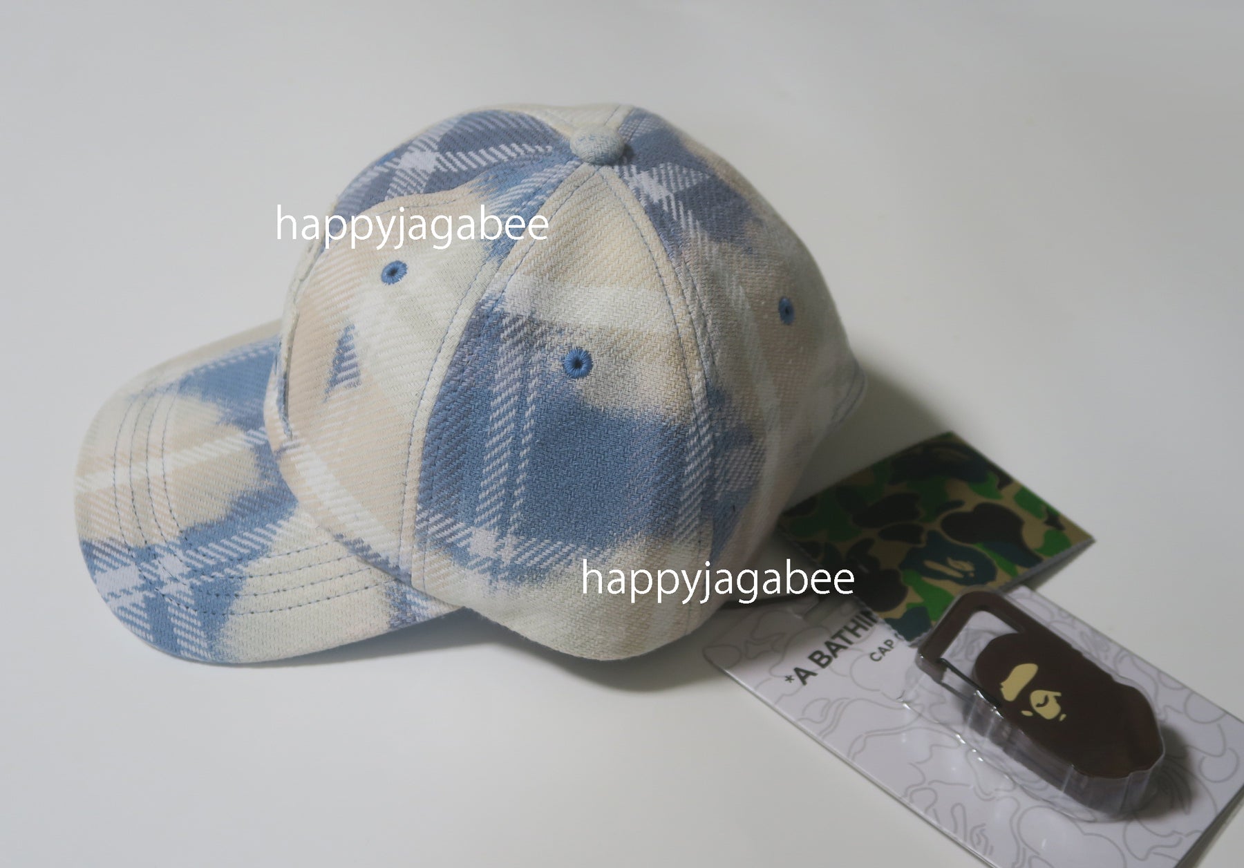 A BATHING APE BLEACH BAPE CHECK PANEL CAP