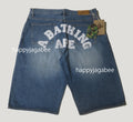 A BATHING APE COLLEGE DENIM SHORTS