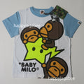 A BATHING APE BAPE KIDS BABY MILO STA GLOW IN THE DARK PANEL PRINT TEE