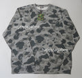 A BATHING APE HEATHER GRAY CAMO APE HEAD ONE POINT CREWNECK SWEAT