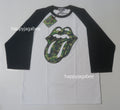 A BATHING APE BAPE x THE ROLLING STONES APE CAMO TONGUE 3/4 SLEEVE RAGLAN TEE