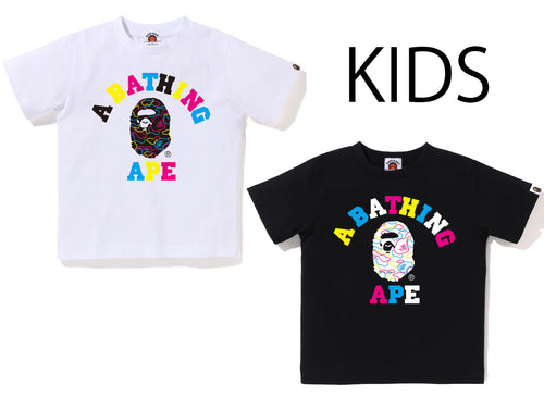 A BATHING APE BAPE KIDS NEON CAMO COLLEGE TEE