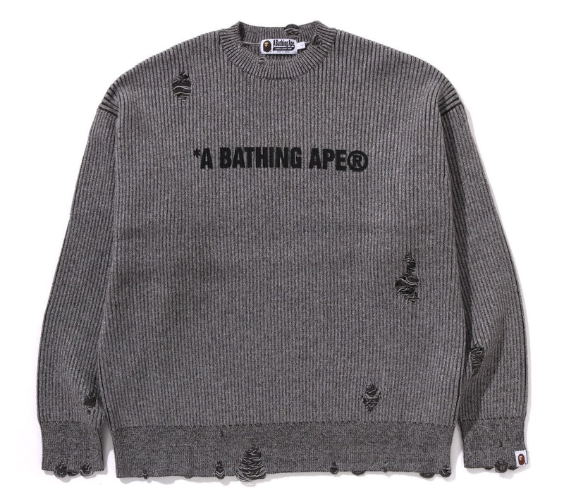 A BATHING APE DAMEGE RELAXED FIT SWEATER