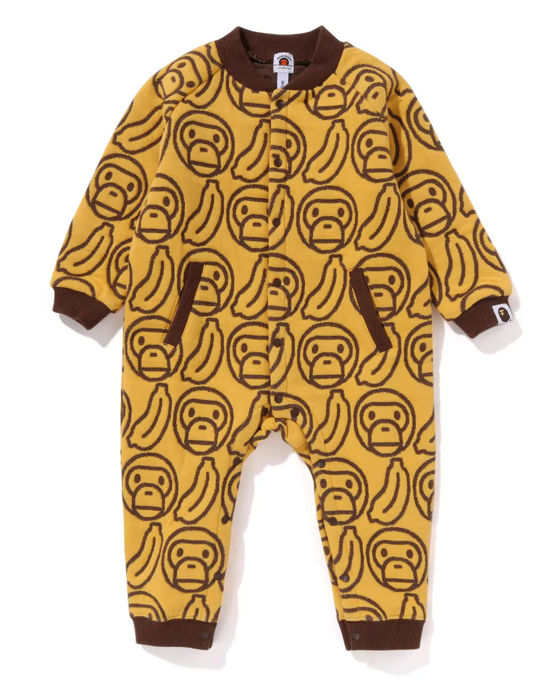 A BATHING APE BAPE KIDS BANANA MILO KNIT JACQUARD COVERALL