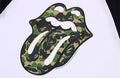 A BATHING APE BAPE x THE ROLLING STONES APE CAMO TONGUE 3/4 SLEEVE RAGLAN TEE