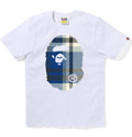 A BATHING APE Ladies' BAPE CHECK BIG APE HEAD TEE