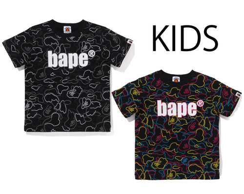 A BATHING APE BAPE KIDS NEON CAMO BAPE TEE