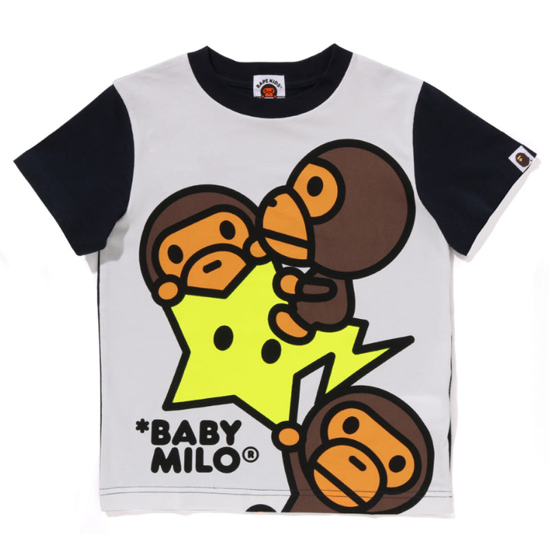 A BATHING APE BAPE KIDS BABY MILO STA GLOW IN THE DARK PANEL PRINT TEE