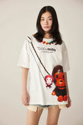 A BATHING APE Ladies' BABY MILO FAKE PRINT OVERSIZED TEE