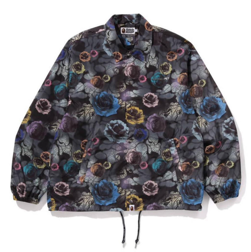 A BATHING APE FLORAL CAMO BATHING APE LOGO NYLON COACH JACKET