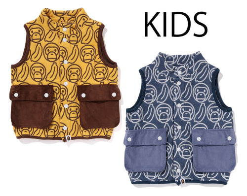 A BATHING APE BAPE KIDS BANANA MILO KNIT JACQUARD VEST