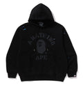 A BATHING APE DESTROYED COLLEGE RELAXED FIT LAYERED PULLOVER HOODIE