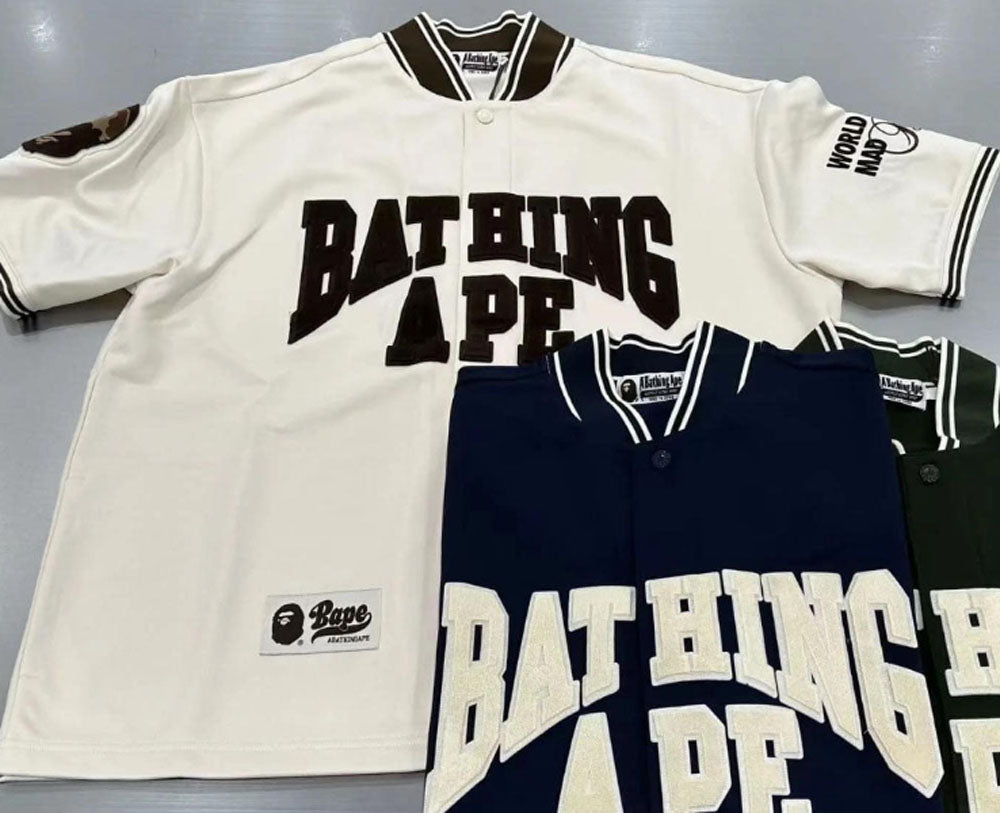 A BATHING APE BASEBALL JERSEY S/S SHIRT – happyjagabee store