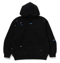 A BATHING APE DESTROYED COLLEGE RELAXED FIT LAYERED PULLOVER HOODIE