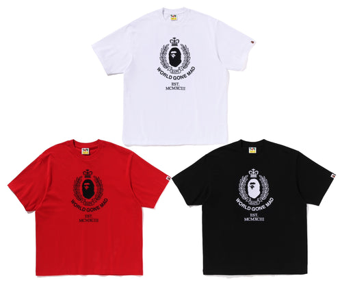 A BATHING APE CREST COLLEGE LOGO RELAXED FIT TEE