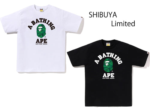 A BATHING APE JAPAN LIMITED COLLECTION BAPE STORE SHIBUYA CAMO COLLEGE TEE