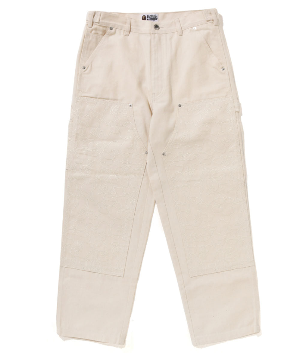 A BATHING APE LINE CAMO PATCH DENIM DOUBLE KNEE WORK PANTS ( IVORY ) –  happyjagabee store