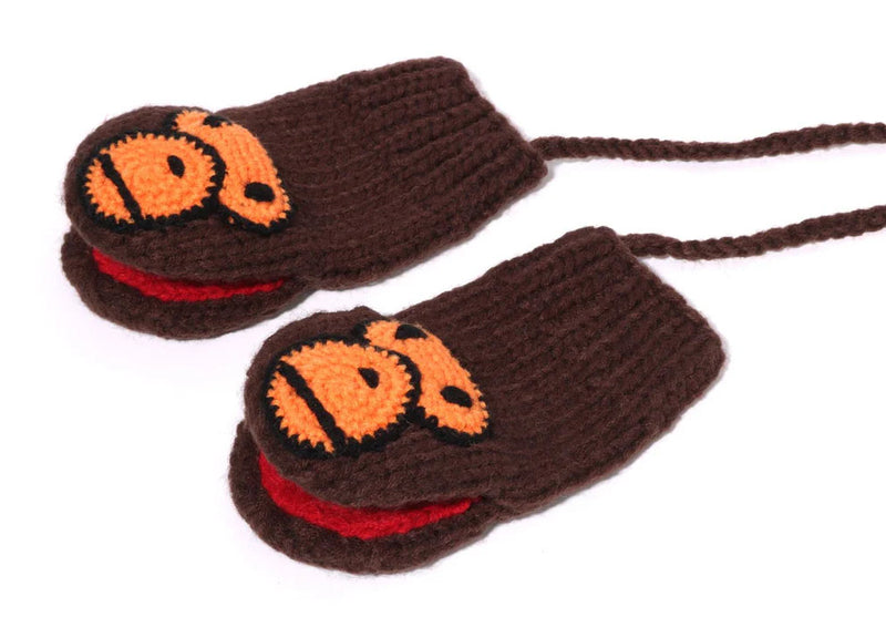 A BATHING APE BAPE KIDS BABY MILO WOOL MIX KNIT MITTENS