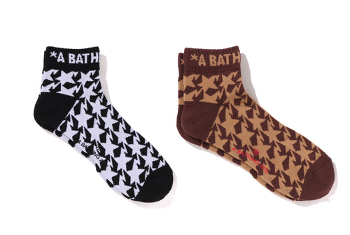 A BATHING APE STA HOUNDSTOOTH JACQUARD SHORT SOCKS