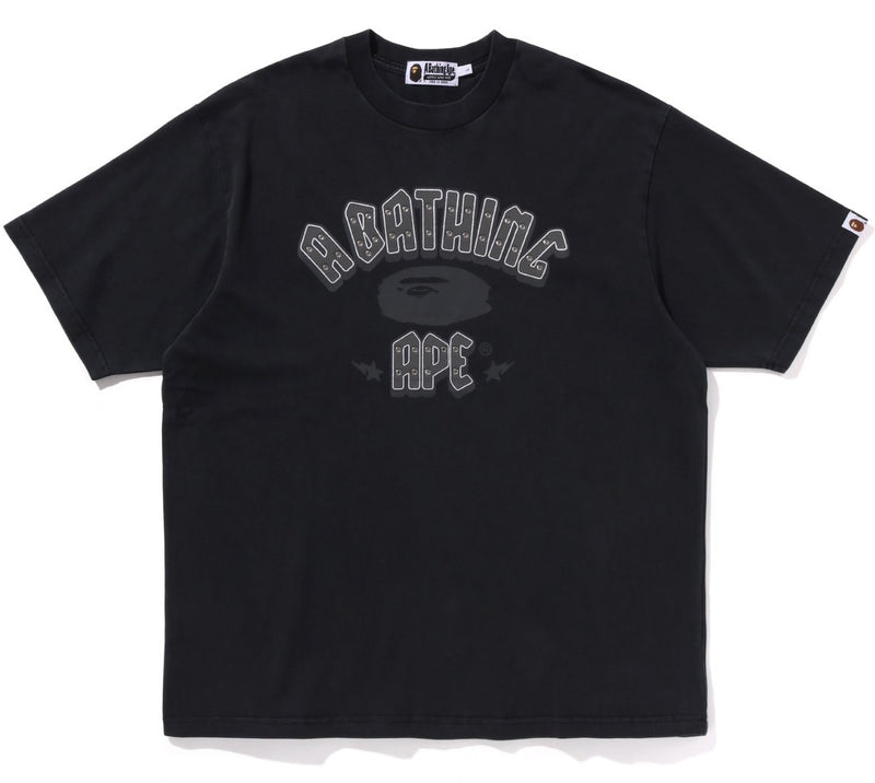 A BATHING APE GARMENT DYE RHINESTONE LOGO RELAXED FIT TEE