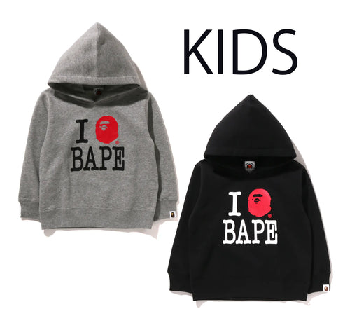 A BATHING APE BAPE KIDS I LOVE BAPE PULLOVER HOODIE