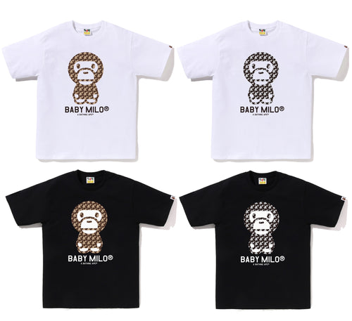 A BATHING APE STA HOUNDSTOOTH BABY MILO TEE