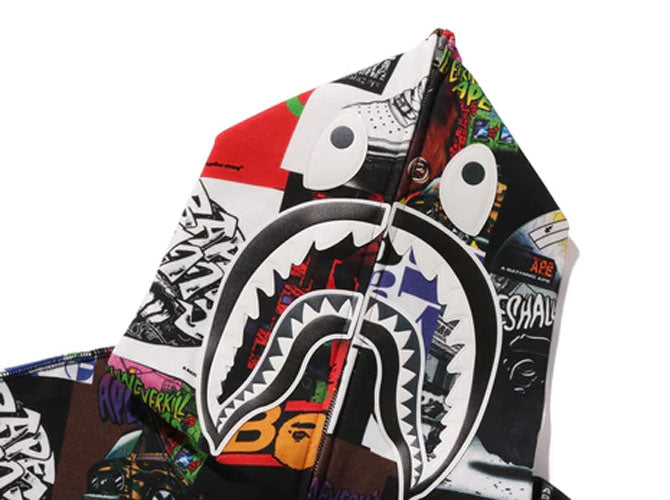 A BATHING APE BAPE ALBUM MONOGRAM SHARK HOODIE – happyjagabee store