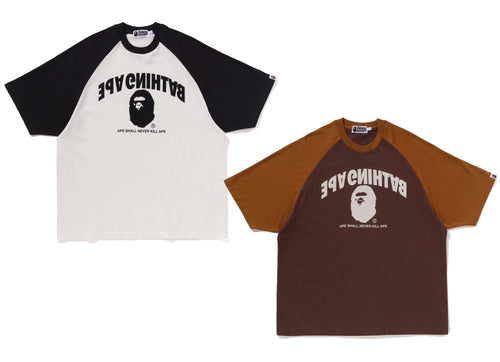 A BATHING APE COLLEGE RELAXED FIT RAGLAN TEE