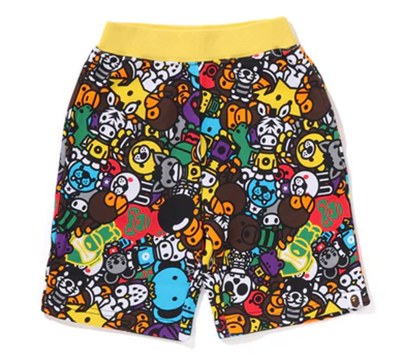 A BATHING APE BAPE KIDS MILO ALL SAFARI SWEAT SHORTS