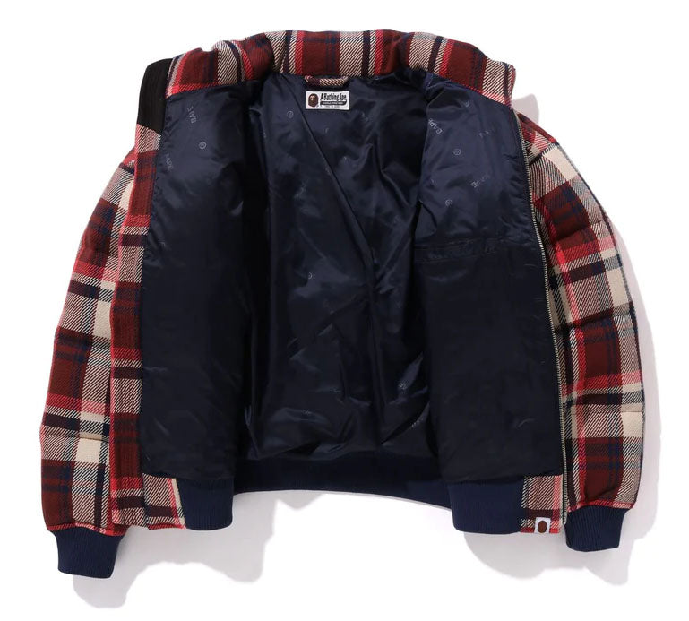 A BATHING APE Ladies' BAPE CHECK DOWN JACKET ( RELAXED FIT )