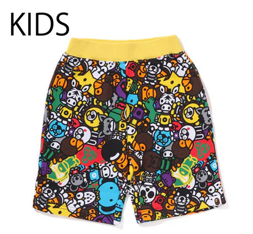 A BATHING APE BAPE KIDS MILO ALL SAFARI SWEAT SHORTS