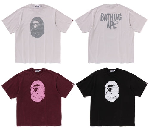 A BATHING APE HEAVY WASHED APE HEAD RELAXED FIT TEE