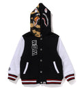 A BATHING APE BAPE KIDS MILO SHARK HOODIE SWEAT VARSITY JACKET