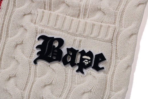 A BATHING APE COLLEGE BADGES KNIT CARDIGAN