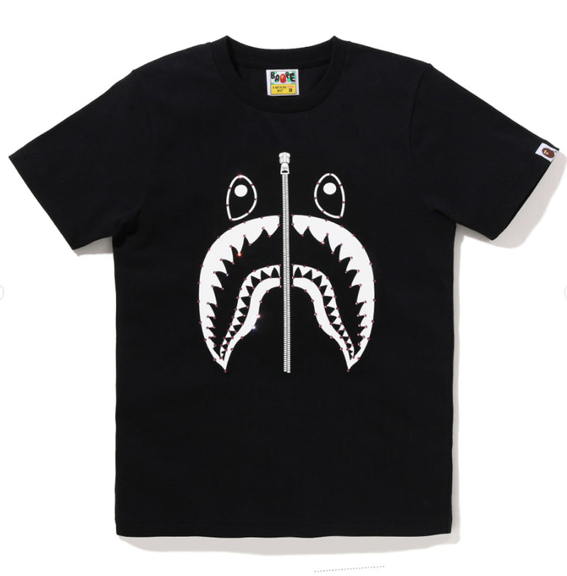 A BATHING APE Ladies' CRYSTAL STONE SHARK TEE