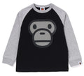 A BATHING APE BAPE KIDS MILO FACE RAGLAN L/S TEE