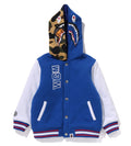 A BATHING APE BAPE KIDS MILO SHARK HOODIE SWEAT VARSITY JACKET