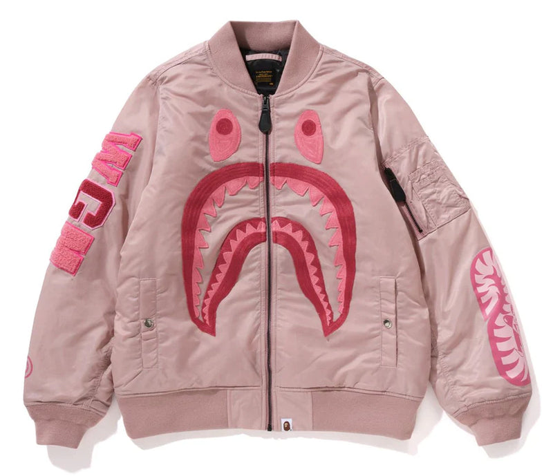 A BATHING APE Ladies' SHARK NYLON TWILL MA-1