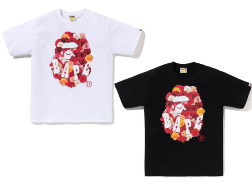 A BATHING APE ROSE APE HEAD TEE